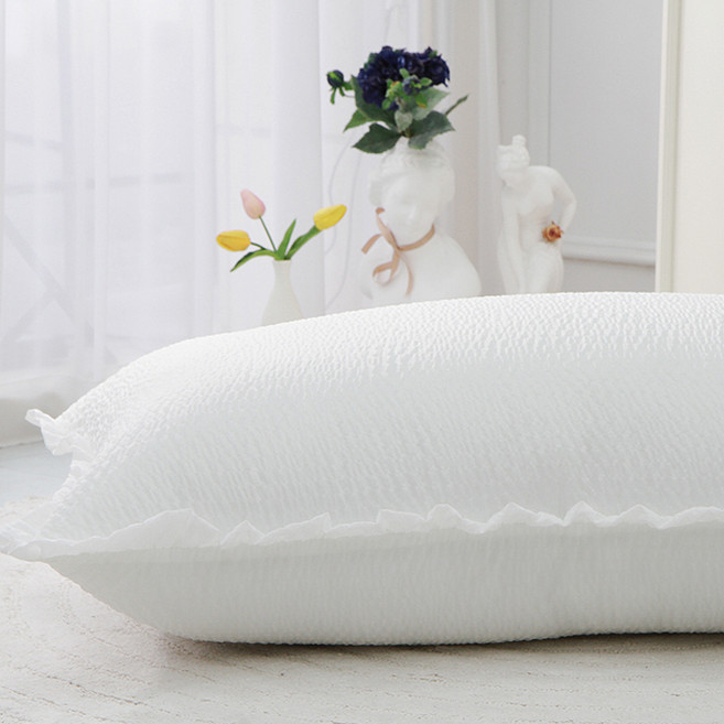 단잠 시어서커 시원한 등쿠션 + 커버 솜포함 쁘띠프릴형, 솔리드화이트