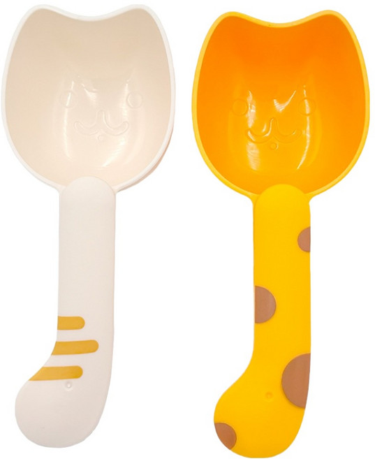 둥둥펫 반려동물 클립 사료스쿱 냥푼 2종 세트, 옐로우, 화이트, 1세트