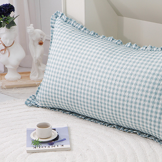 단잠 시어서커 시원한 등쿠션 + 커버 솜포함 쁘띠프릴형, 체크민트