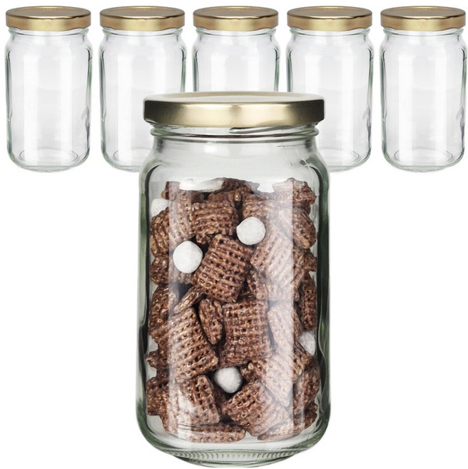 미르코리아 유리 높은형 사각 밀폐용기 6p + 캡 골드 6p + 네이밍 스티커 8p 세트, 1세트