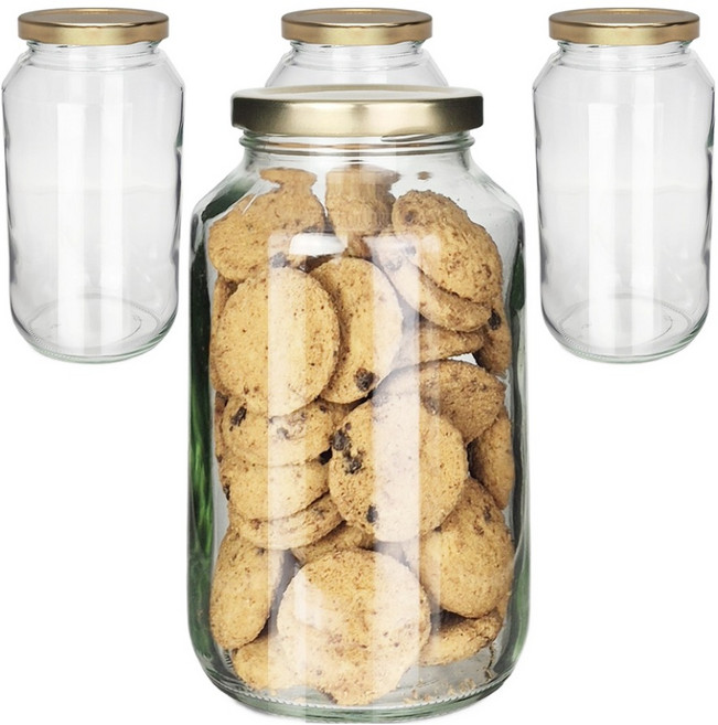 미르코리아 유리 높은형 밀폐용기 4p + 캡 골드 4p + 네이밍 스티커 8p 세트, 1세트