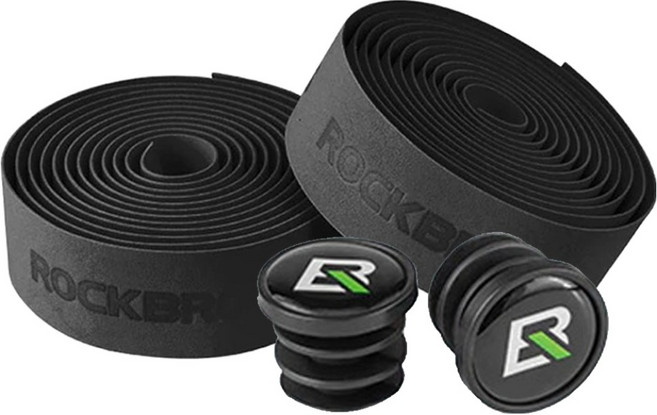 락브로스 자전거 핸들바 미끄럼방지 바테이프 2p + 바엔드캡 2p 세트 GH-08, 블랙(GH-081), 1세트