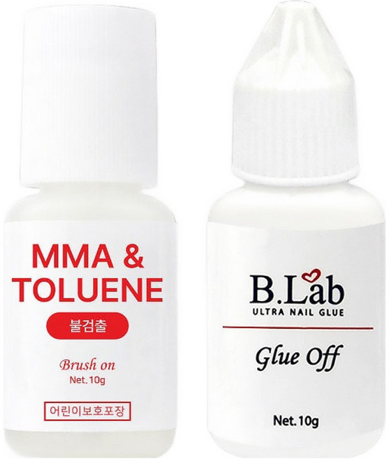 뷰랩 아르스 뷰랩 브러쉬 온 글루 10g + 글루 오프 10g 세트, 1세트, 무색, 투명