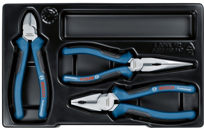 보쉬 롱노즈 + 펜치 + 니퍼 세트 1600A016BG, 1세트