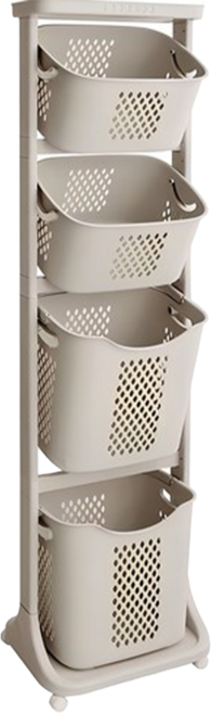 Nature Living VER.4 大容量四層洗衣籃, 米色, 1個