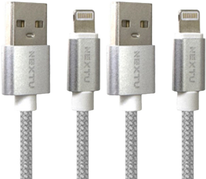 넥스트유 A타입-애플8핀 고속 충전 케이블 NEXT-1531L x2, 실버, 2개, 30cm