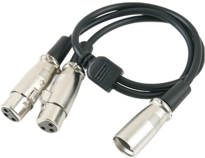 컴스 XLR 캐논 연장 케이블 2분배 Y형 Mic Canon 50cm, NT321, 1개