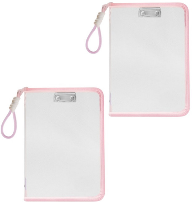 마미루 클립보드 파일철 바인더 파일케이스, 핑크, 2개