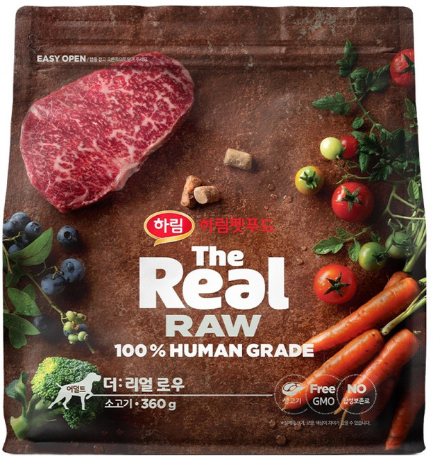 하림펫푸드 어덜트 강아지 더리얼 로우 건식사료, 소, 360g, 1개