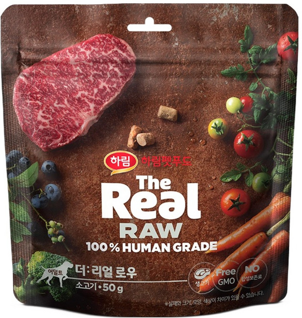 하림펫푸드 어덜트 강아지 더리얼 로우 건식사료, 소, 50g, 1개