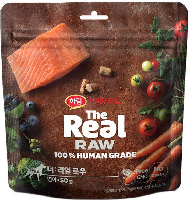 하림펫푸드 어덜트 강아지 더리얼 로우 건식사료, 연어, 50g, 1개