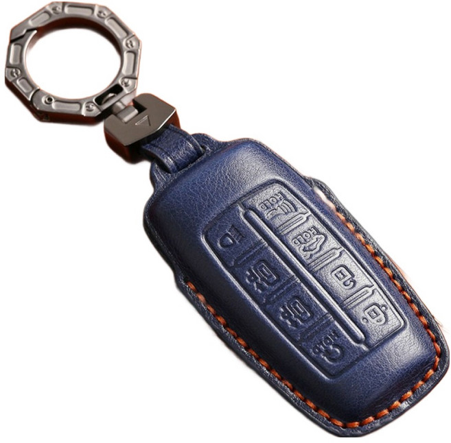 크로니클 프리미엄 커티널라인 제네시스호환 고급 레더 키케이스, 네이비, 8버튼