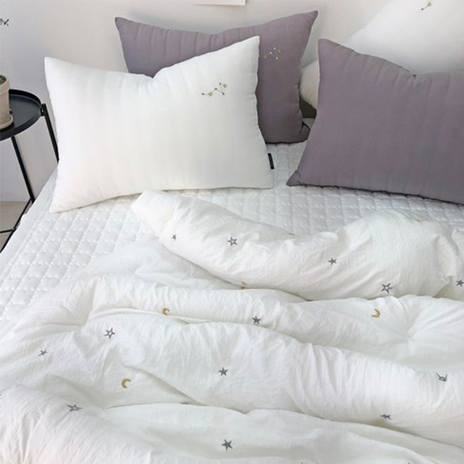 Vincent 星光閃耀之夜 高級刺繡絎縫換季棉被 210 x 160cm Single 單人/單人加大適用, 白灰色