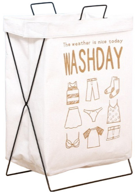 YESSURE 접이식 패브릭 대형 빨래바구니, 화이트