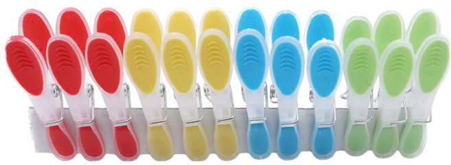 알록달록 빨래집게 4종 x 3p 세트, 레드, 그린, 옐로우, 블루, 1세트