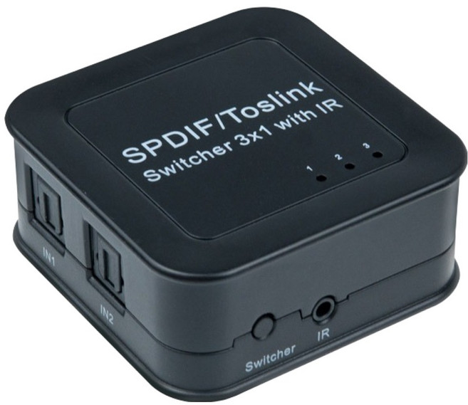 Coms Mart 音訊光纖選擇器 3-1 Optical SPDIF Toslink 切換器, 1個, AS906