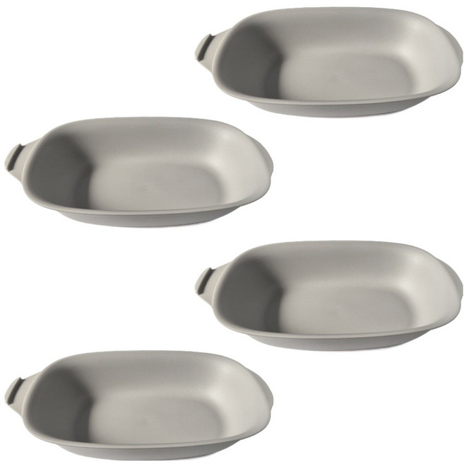 벨로비 올라운드 직사각 파스타 플레이트 그릇, 그레이, 4개