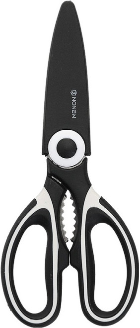 노뉴 캠핑주방 스테인리스 420 다용도 가위, 블랙 + 화이트, 1개