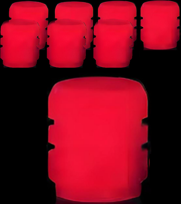 그리뉴얼 심플 야광 타이어 밸브캡, 레드, 8개