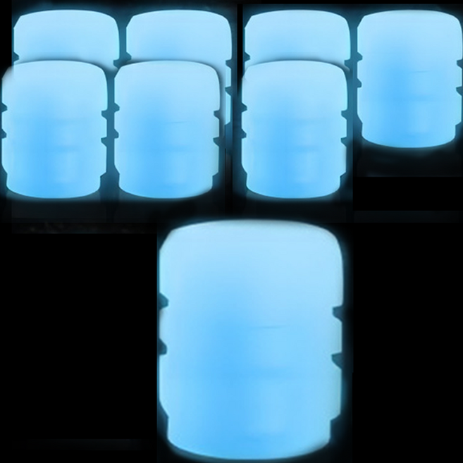 그리뉴얼 심플 야광 타이어 밸브캡, 블루, 8개