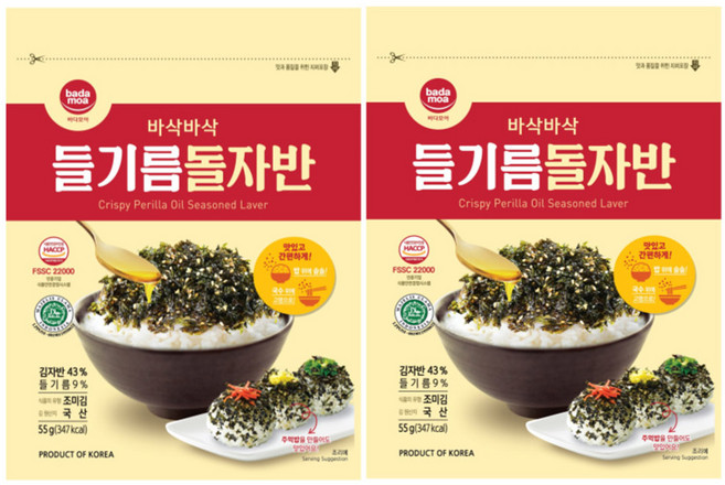 바다모아 김자반 들기름 돌자반, 55g, 2개