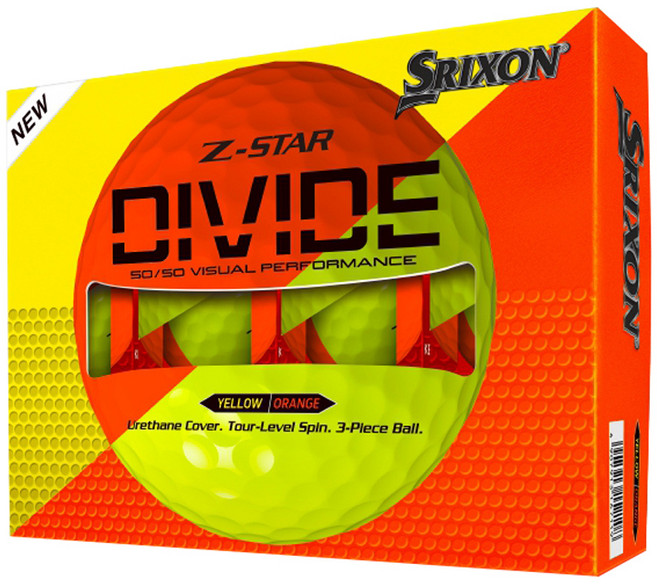 SRIXON Dunlop 3層高爾夫球 Z-STAR9 Divide, 黃色 + 橘色, 1個