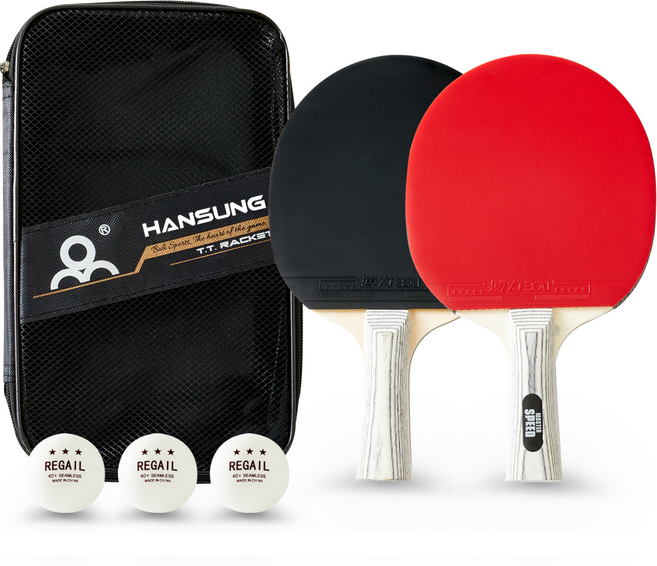 한성스포츠 탁구라켓 2p + 탁구공 3p + 보관가방 세트 TT-002, 1세트