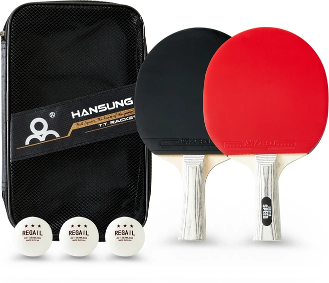 한성스포츠 탁구라켓 2p + 탁구공 3p + 보관가방 세트 TT-002, 1세트 - 쿠팡