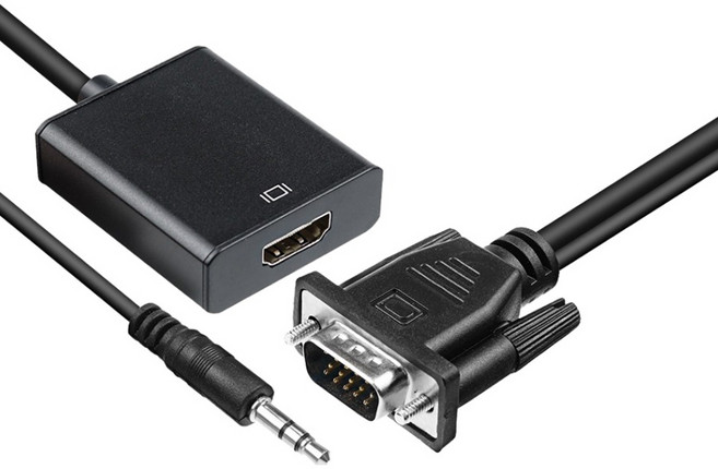 컴스 VGA to HDMI 컨버터 VGA AUDIO to HDMI 스테레오 3.5mm IF831, 1개, 440mm