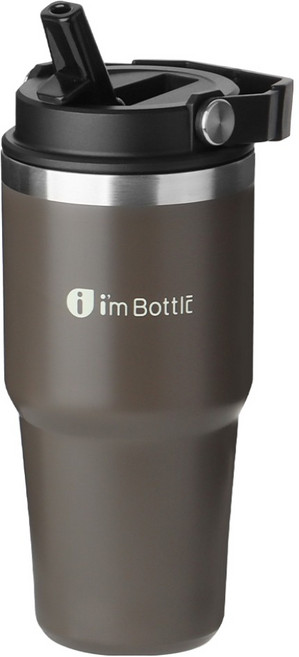 아임보틀 이와이엔스토리 스트로우 보온보냉 텀블러, 모카, 600ml, 1개