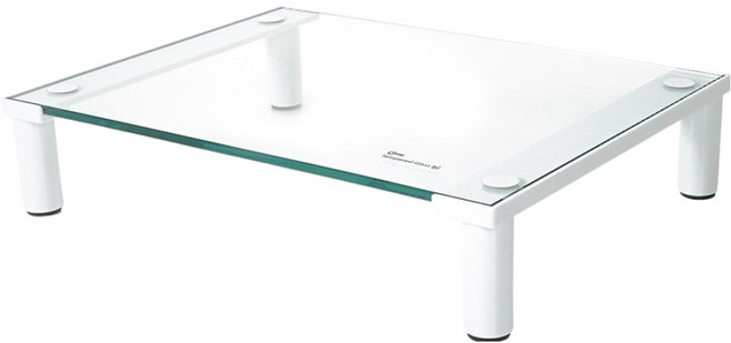 컴스 마트 모니터 받침대 스탠드 볼트형 1단 290 x 210 mm LC771, 화이트프레임 + 투명유리