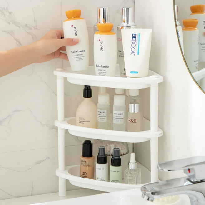 올이즈유 수납 멀티 삼각 선반 3단, 화이트, 1개