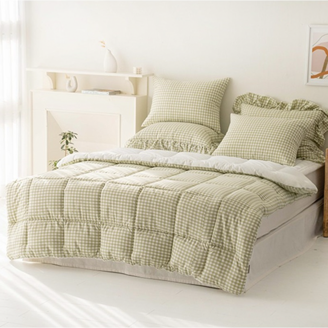 ebulnet 超細纖維格紋棉被, 綠色
