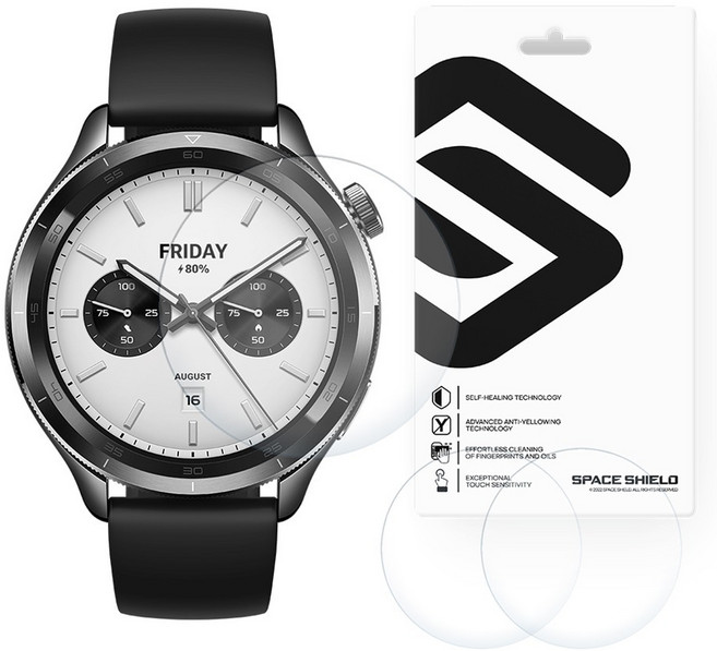 스페이스쉴드 샤오미워치 S4 호환 아머 플랙스 9H 풀커버 강화유리필름 3p 세트, 투명, 1세트