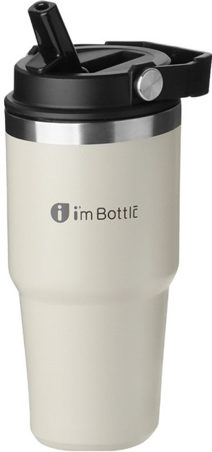 이와이엔스토리 아임보틀 스트로우 보온보냉 텀블러, 크림, 600ml, 1개