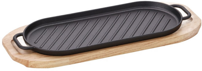 리빙아트 인덕션 타원 무쇠 그릴팬 대, 1개, 37.5cm