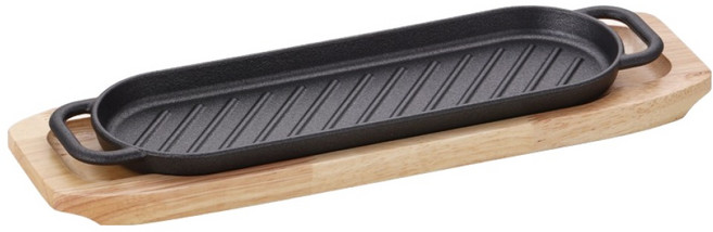 리빙아트 인덕션 타원 무쇠 그릴팬 소, 1개, 30cm