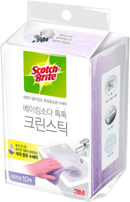 스카치브라이트 쓰리엠 베이킹소다 크린스틱 시트타입 보라색 본품 10p, 1개