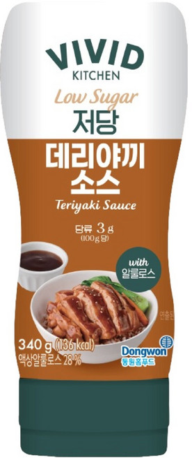 비비드키친 저당 데리야끼 소스, 340g, 1개