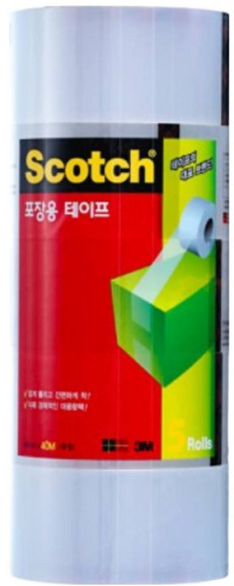 스카치 포장용 테이프 48mm x 40m 3650, 투명, 5개