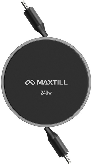 맥스틸 240W C타입-C타입 릴타입 PD 초고속 충전 케이블 GM-CC240R, 1개, 블랙, 1.5m