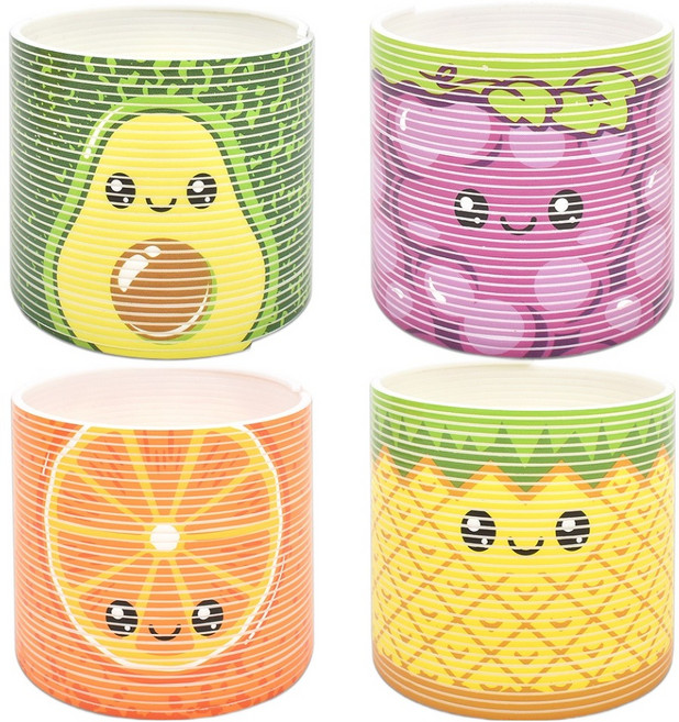 과일 무지개 칼라 링 스프링 4종 세트, 아보카도, 포도, 오렌지, 파인애플, 1세트