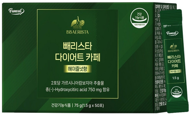 Funeat Bbaerista美體咖啡沖泡粉 榛果香 50條入, 1盒, 75g