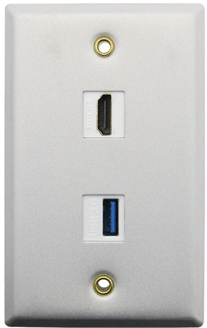 컴스 월 플레이트 HDMI USB 3.0 알루미늄 벽면 매립 설치, NB772, 1개