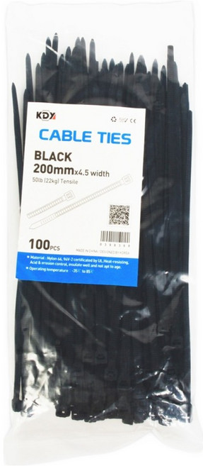 케이디와이 케이블타이 소포장 100p, 1개, 흑색