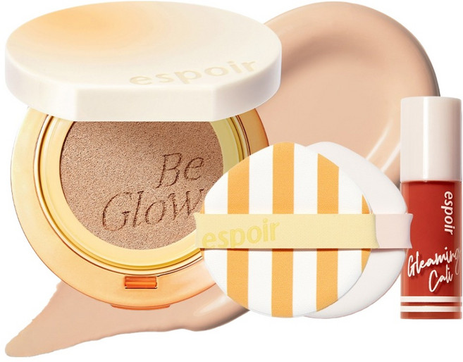 에스쁘아 비글로우 볼륨 쿠션 파운데이션 13g SPF42 PA+++ + 퍼프 2p + 립틴트 2g 글리밍 캘리 에디션 세트, 22 페탈, 1개