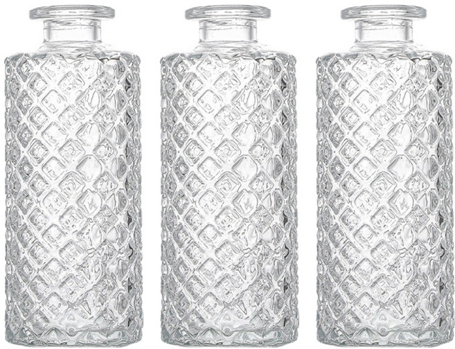 제로캔들 디퓨저 꽃 시약 공병 크리스탈 다이아패턴, 투명, 3개, 160ml