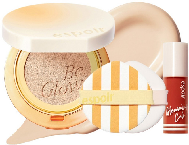 에스쁘아 비글로우 볼륨 쿠션 파운데이션 13g SPF42 PA+++ + 퍼프 2p + 립틴트 2g 글리밍 캘리 에디션 세트, 20호 바닐라, 1개