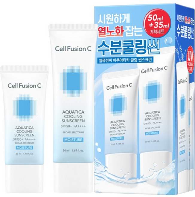 셀퓨전씨 아쿠아티카 쿨링 썬스크린 세트 50ml + 35ml SPF50+ PA++++, 1개