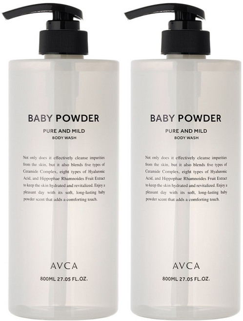 AVCA 純淨溫和香氛沐浴乳 嬰兒爽身粉香, 800ml, 2個
